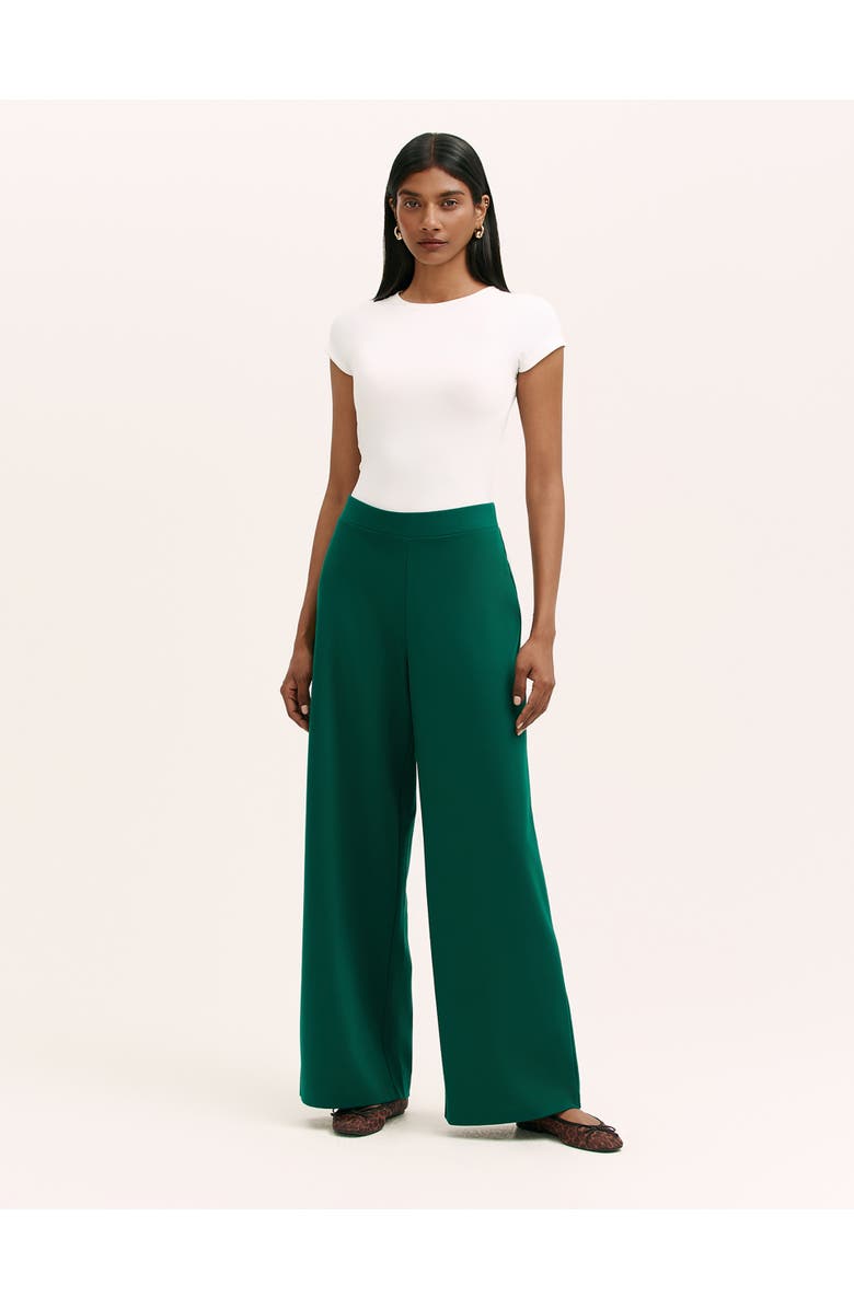 Finery London Kenzie Ponte Jersey Wide Leg Trousers, Alternate, color, Bottle Green