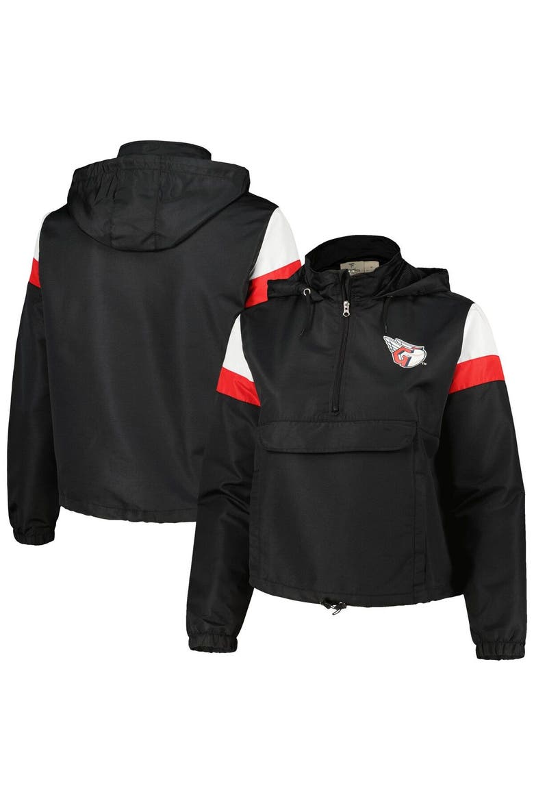 Women's Profile Black Cleveland Guardians Plus Size Anorak Quarter-Zip Hoodie, Alternate, color, Navy