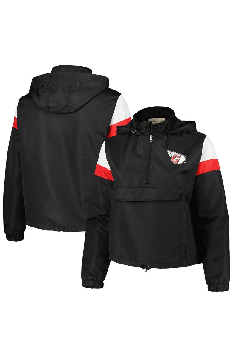 PROFILE Women's Profile Black Cleveland Guardians Plus Size Anorak Quarter-Zip Hoodie, Alternate, color, Navy