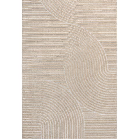 Hallie High-Low Minimalist Curve Geometric Indoor/Outdoor Area Rug