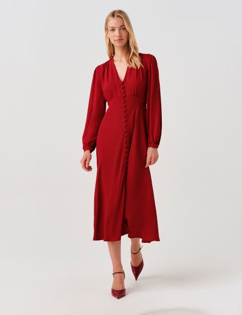 Francesca Crepe Button Down Midi Dress