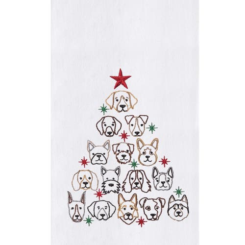 C & F Home C&f Home Dog Face Christmas Tree Christmas Holiday Machine Washable Cotton Flour Sack Kitchen Towel In Multi