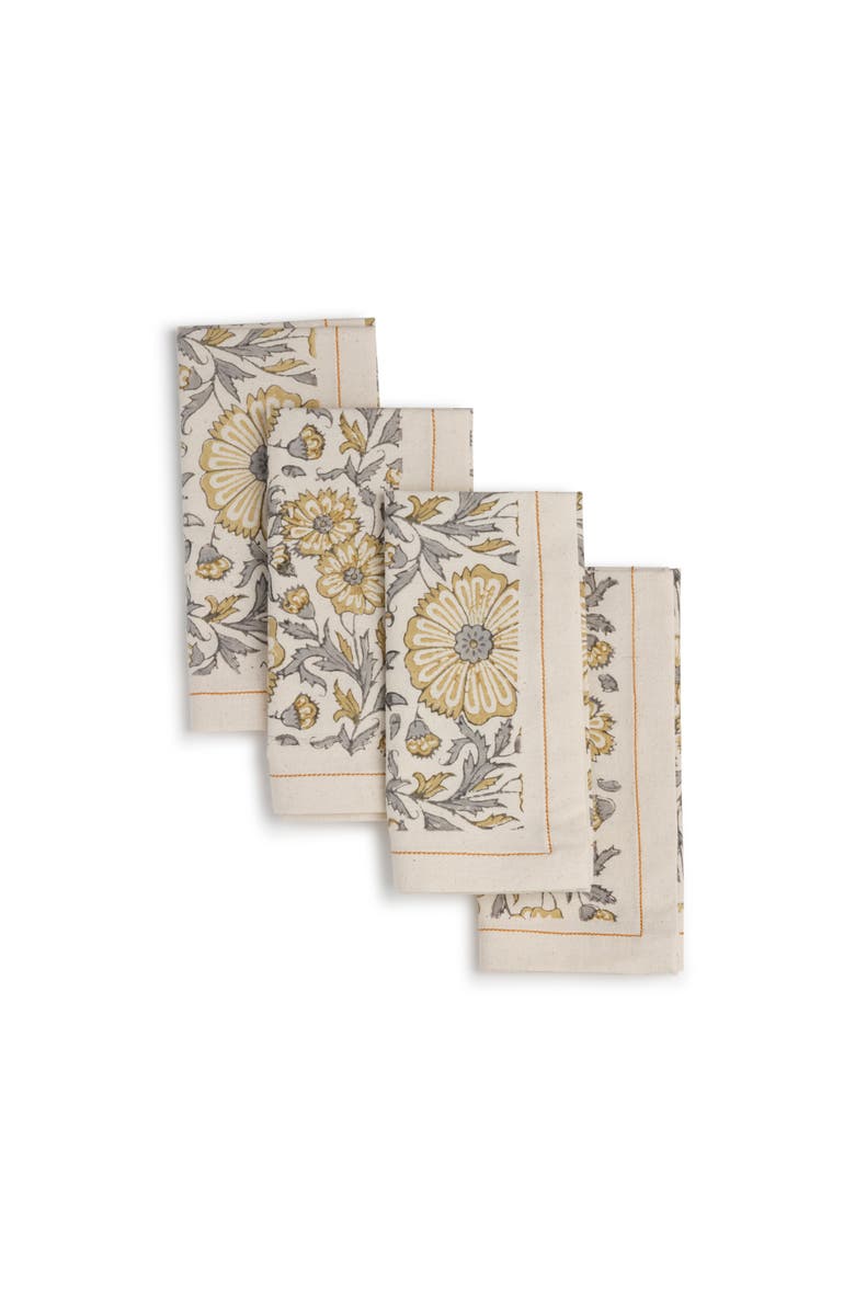 Sustainable Threads Hand Block Printed Napkins - Set of 4, Alternate, color, Ivy Slate