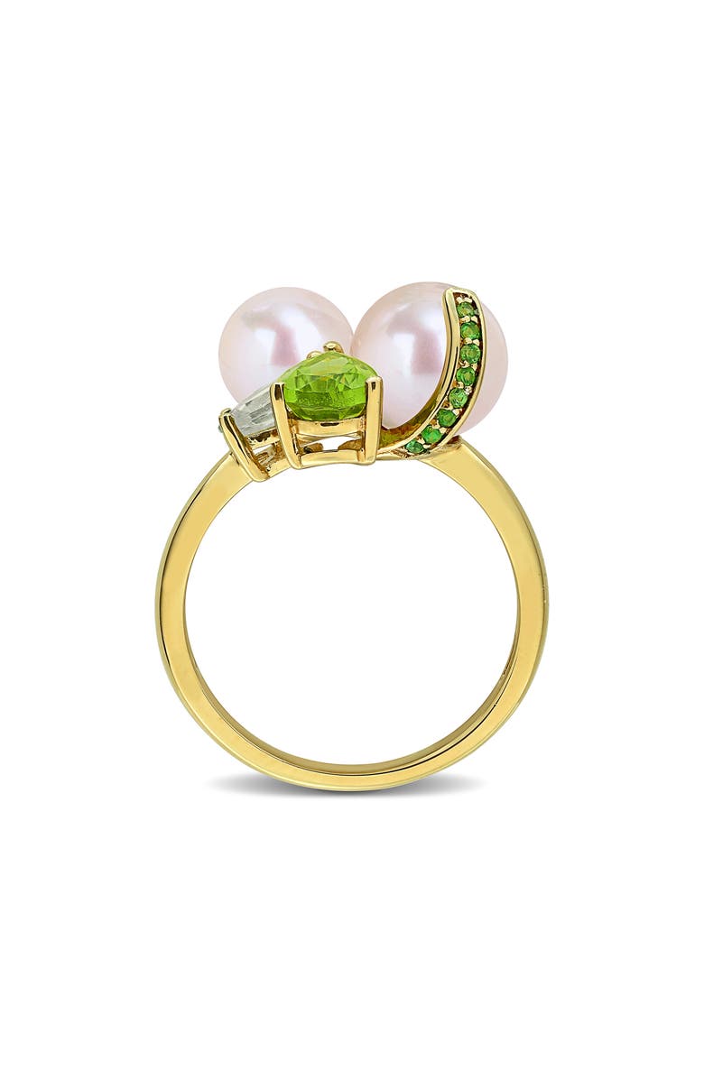 DELMAR Pearl & Gemstone Cluster Ring, Alternate, color, Green