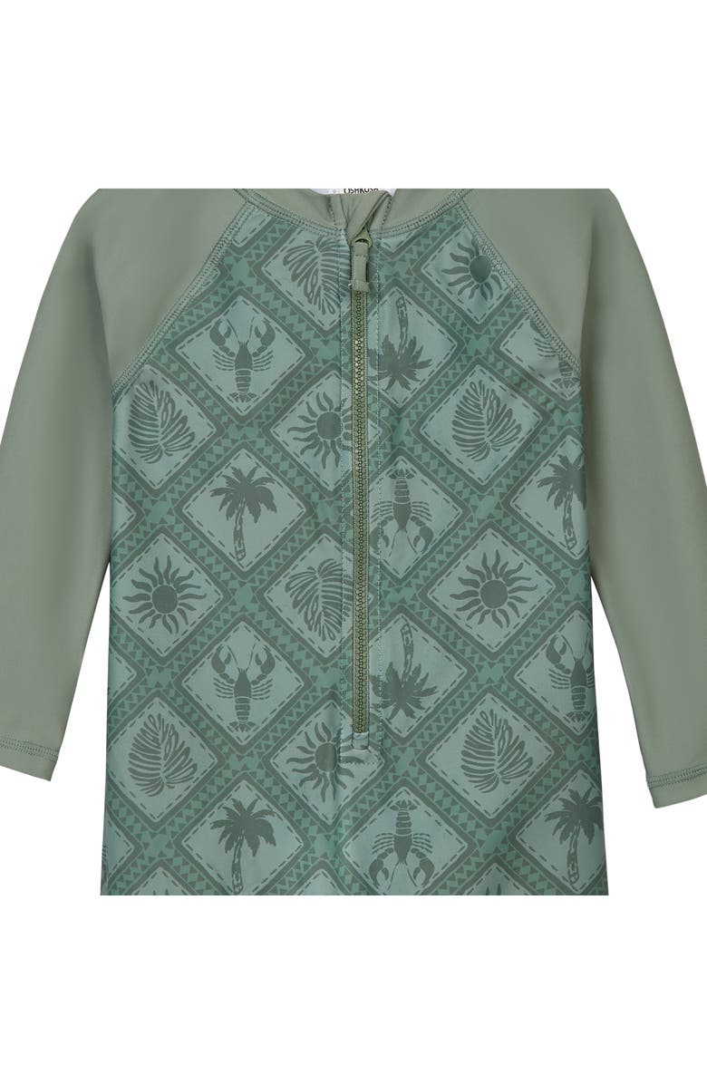 OSHKOSH BGOSH Long Sleeve Rashguard & Bucket Hat Set, Alternate, color, Olive