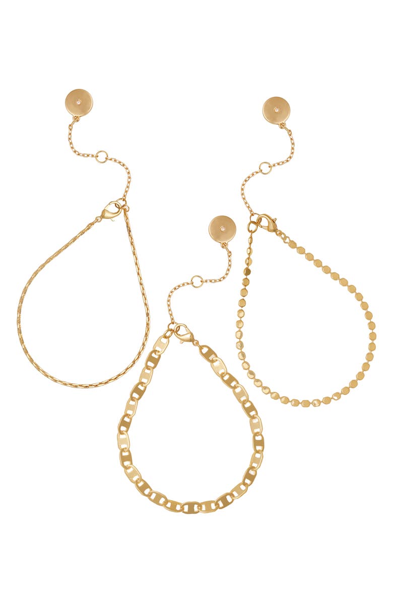 Vince Camuto Set of 3 Assorted Chain Bracelets, Alternate, color, Gold Tone