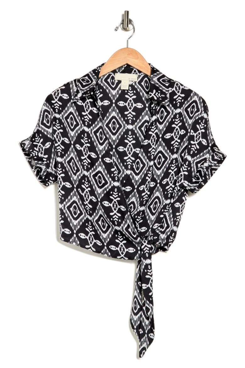 Spread Collar Wrap Crop Top, Alternate, color, IKAT