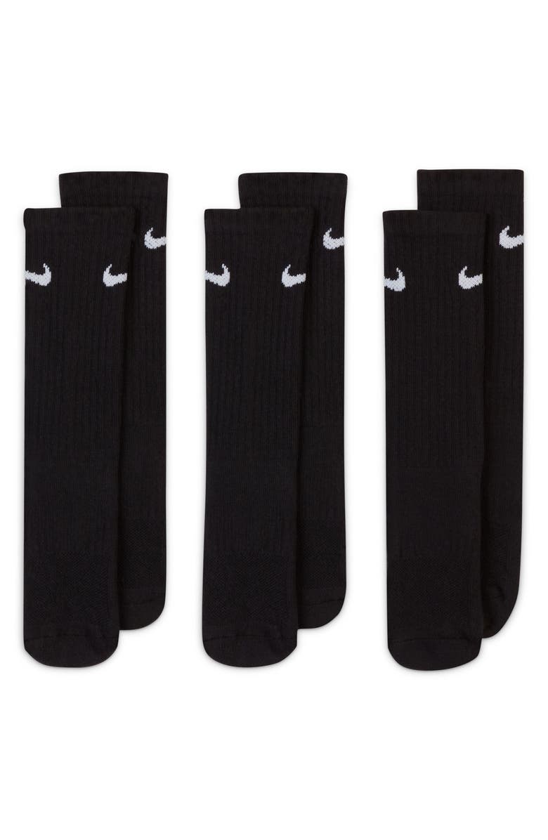 Nike Kids' Dri-FIT Perforated Cushioned Crew Socks, Main, color, 010 Black/White