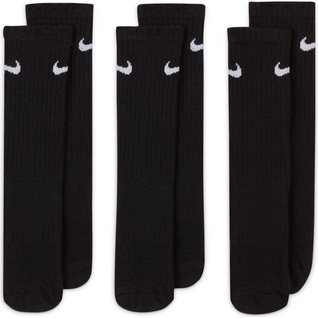 Nike Kids' Dri-fit Perforated Cushioned Crew Socks In 010 Black/white