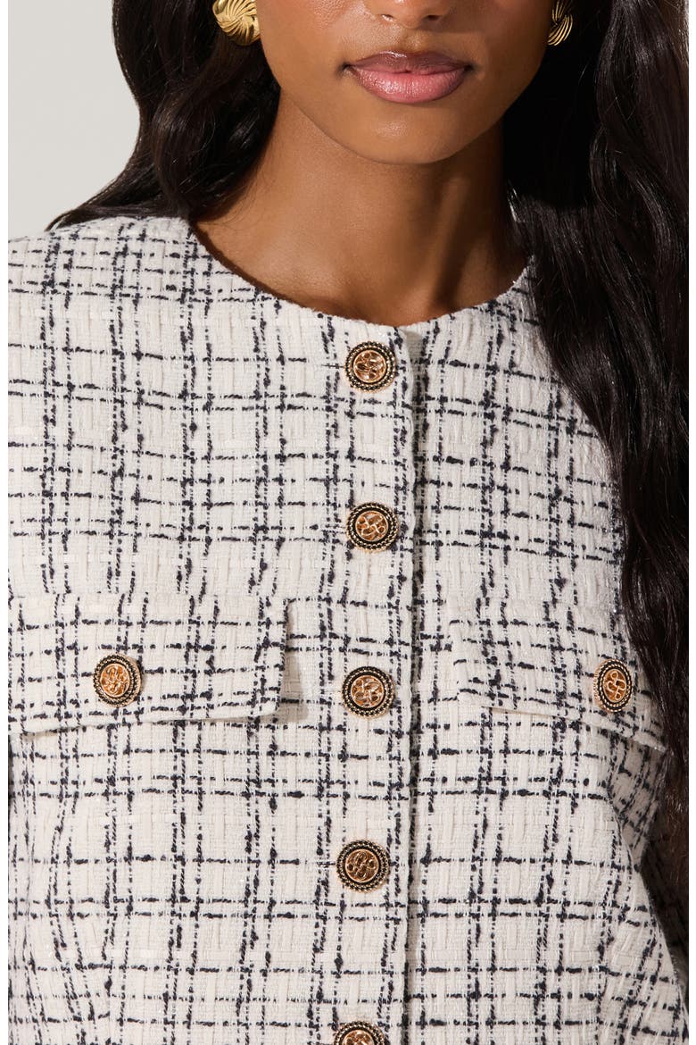 Tweed Crop Jacket, Alternate, color, WHITE BLAC