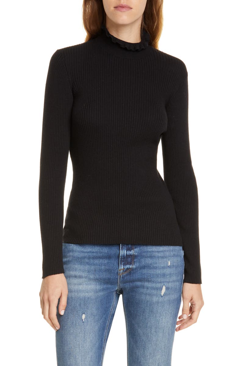 FRAME Ruffle Neck Sweater, Main, color,