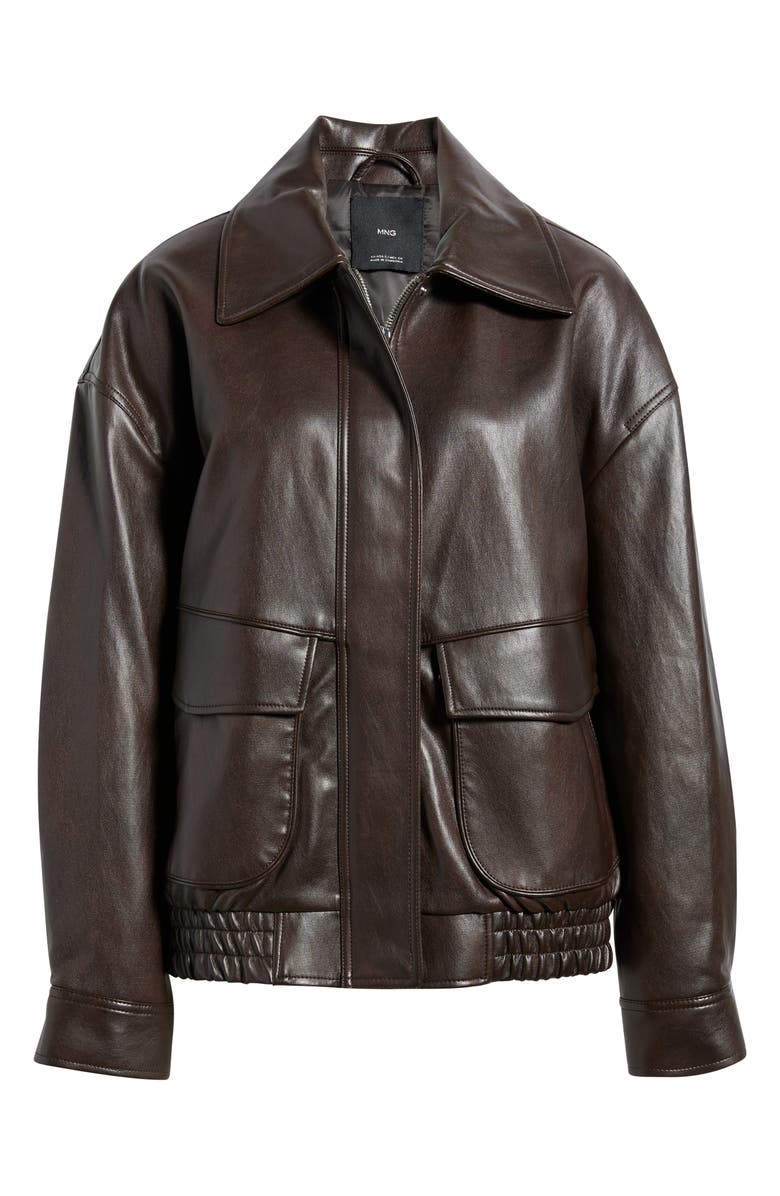 MANGO Marti Faux Leather Jacket, Main, color, Brown