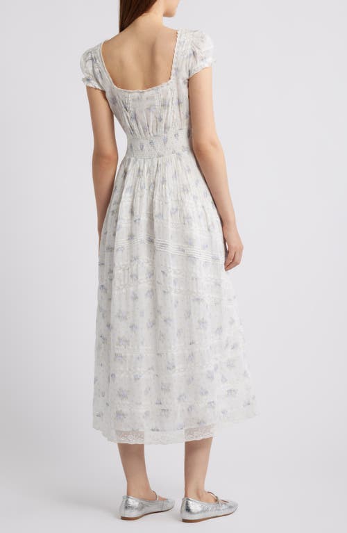 Loveshackfancy Suvi Floral Pritn Lace Maxi Dress In White