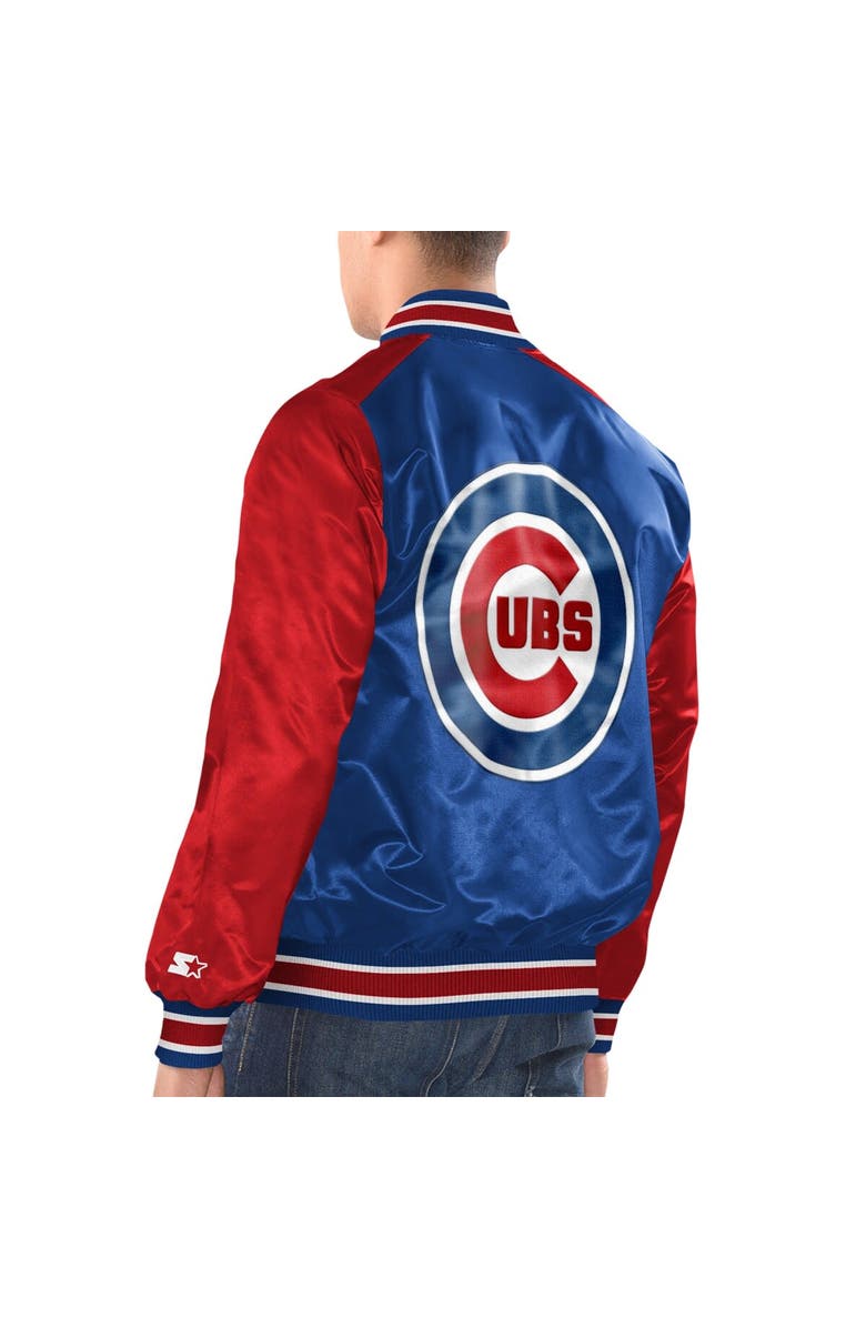 STARTER Men's Starter Royal/Red Chicago Cubs Varsity Satin Full-Snap Jacket, Alternate, color, Royal