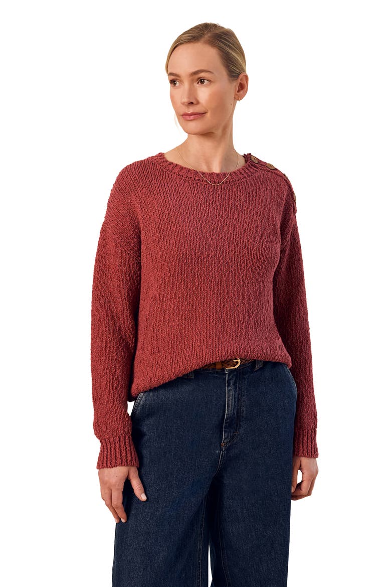 Slub Knit Button Detail Sweater, Main, color, Clay