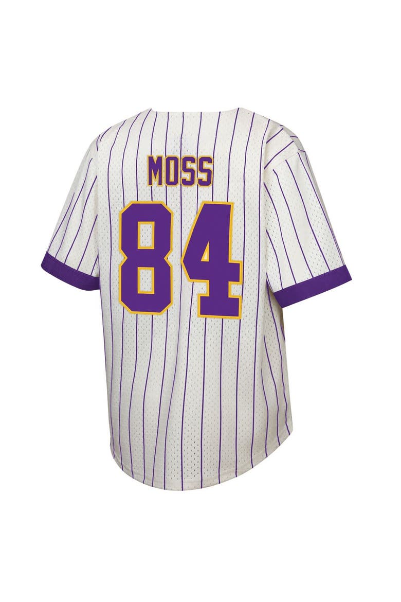 Youth Mitchell & Ness Randy Moss Cream Minnesota Vikings Retired Player Name & Number Baseball Jersey, Alternate, color, Cream