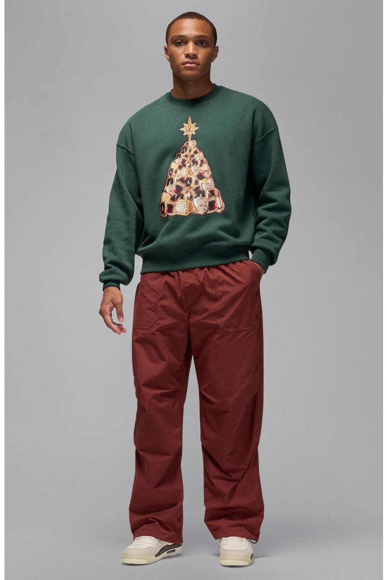 Holiday Tree Graphic Sweatshirt, Alternate, color, MIDNIGHT GREEN/ BLACK
