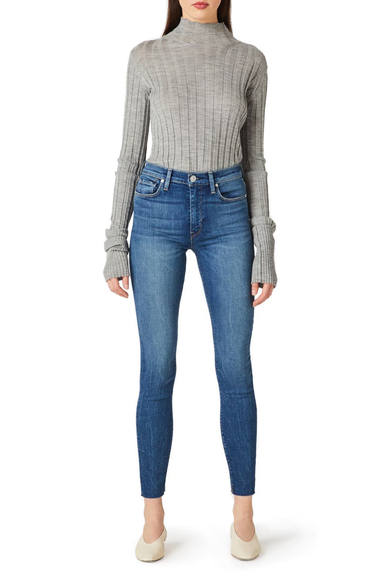 Barbara High Waist Raw Hem Ankle Super Skinny Jeans, Alternate, color, ZUMA
