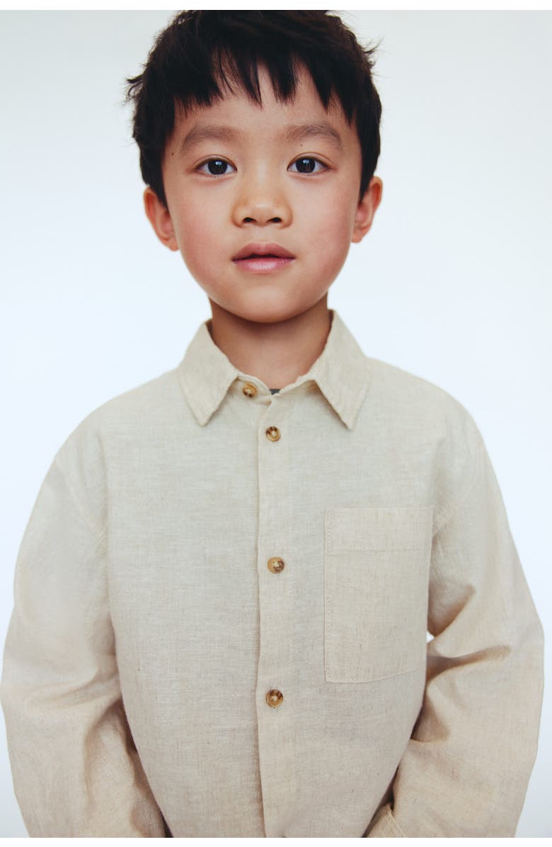 H&M Linen-blend shirt, Main, color, Light Beige
