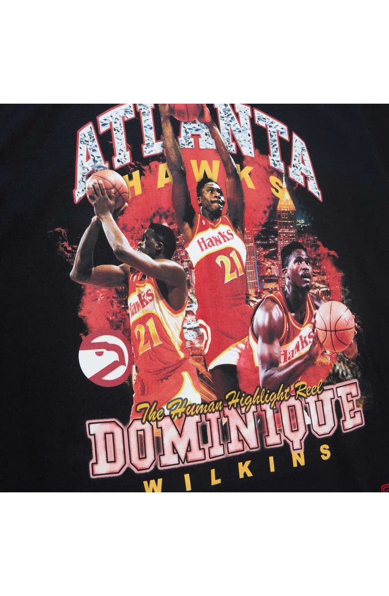 Mitchell & Ness Men's Mitchell & Ness Dominique Wilkins Black Atlanta Hawks Hardwood Classics Bling Concert Player T-Shirt, Alternate, color, Black