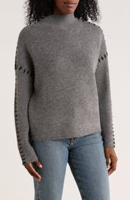 Elodie Contrast Stitch Mock Neck Sweater