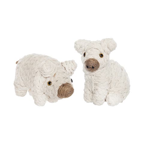 Woven Spring Pig Figurines Assortment of 2