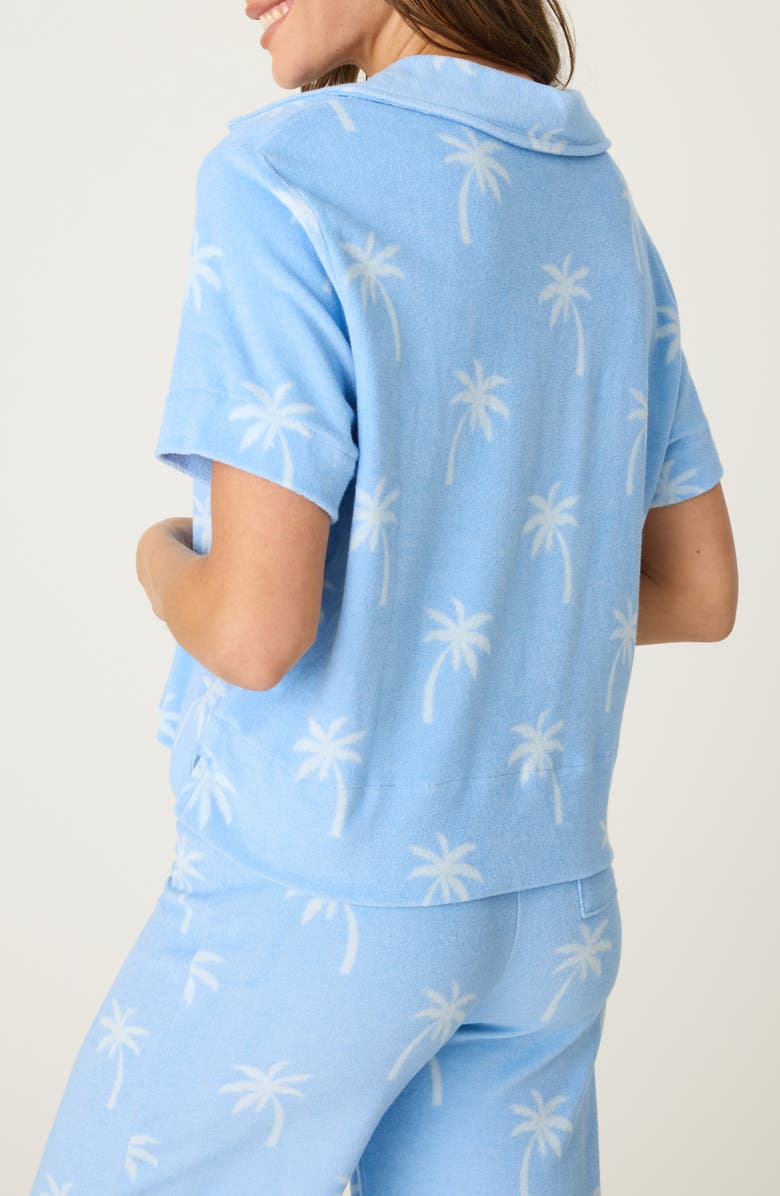 PJ Salvage Cabana Paradise Palm Print Terry Cloth Pajama Top, Alternate, color, 