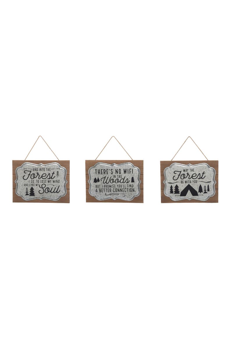 Metal Forest Sign Set of 3 Spring Home Decorations Wall Sign Panels for Spring and Summer, Main, color, Multicolored