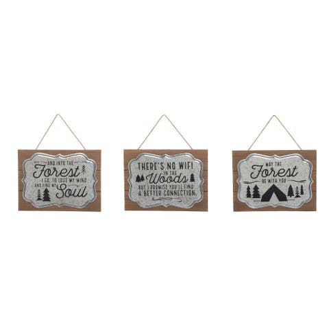 Metal Forest Sign Set of 3 Spring Home Decorations Wall Sign Panels for Spring and Summer