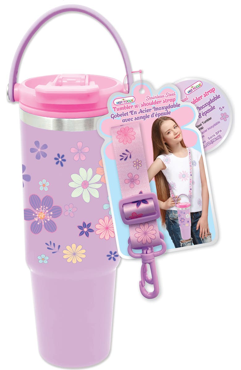 HOT FOCUS Kids' Stainless Steel Tumbler & Shoulder Strap, Main, color,
