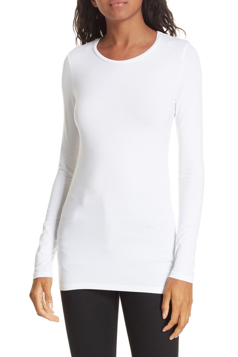 Crewneck Top, Main, color, BLANC