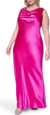 Eliza J Cowl Neck Sleeveless Satin Gown