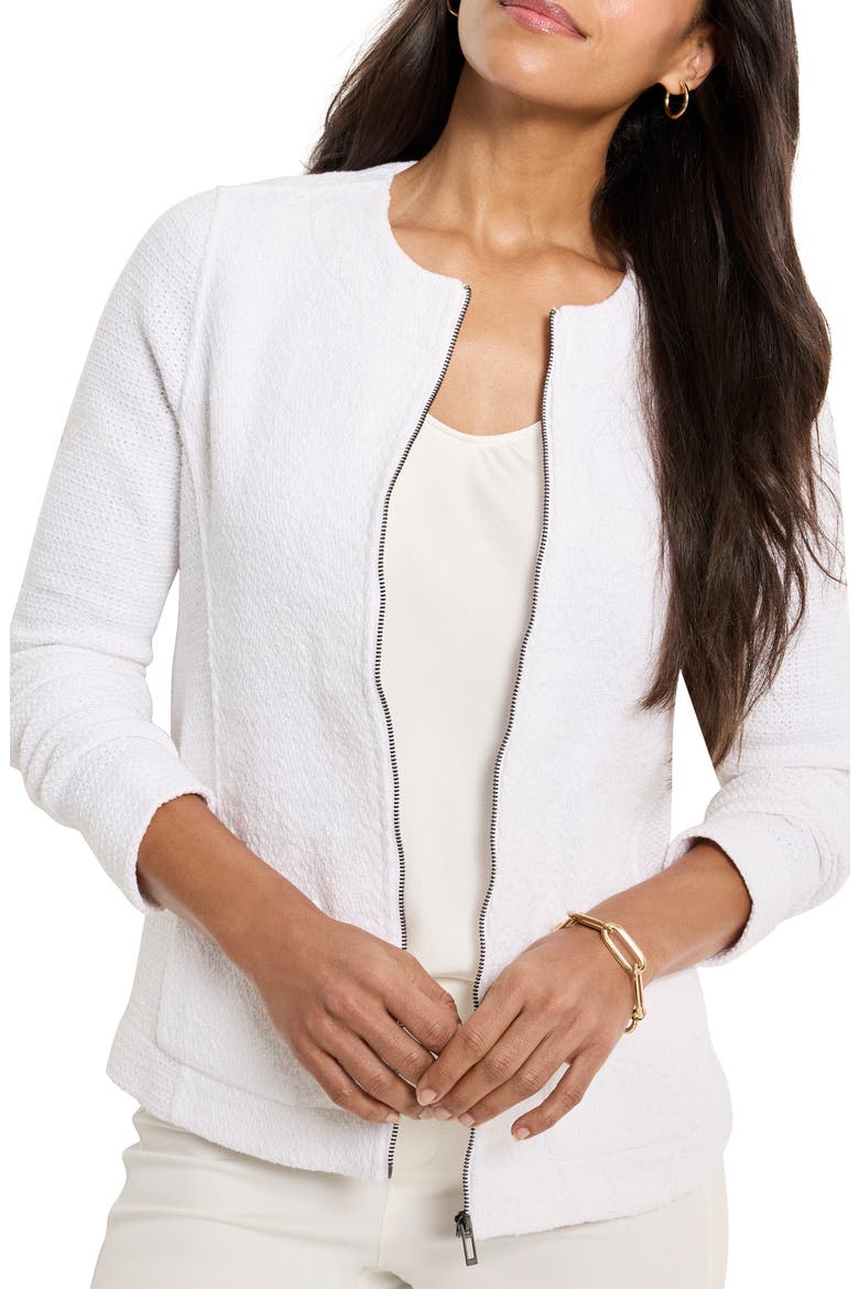 Mix Zip Front Knit Jacket, Main, color, PAPER WHITE