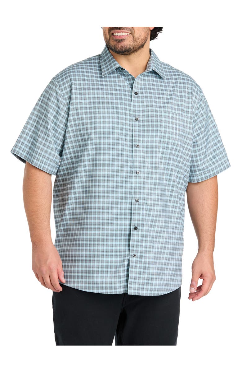 Synrgy by DXL Big & Tall Plaid Microfiber Sport Shirt V2, Main, color, Blue