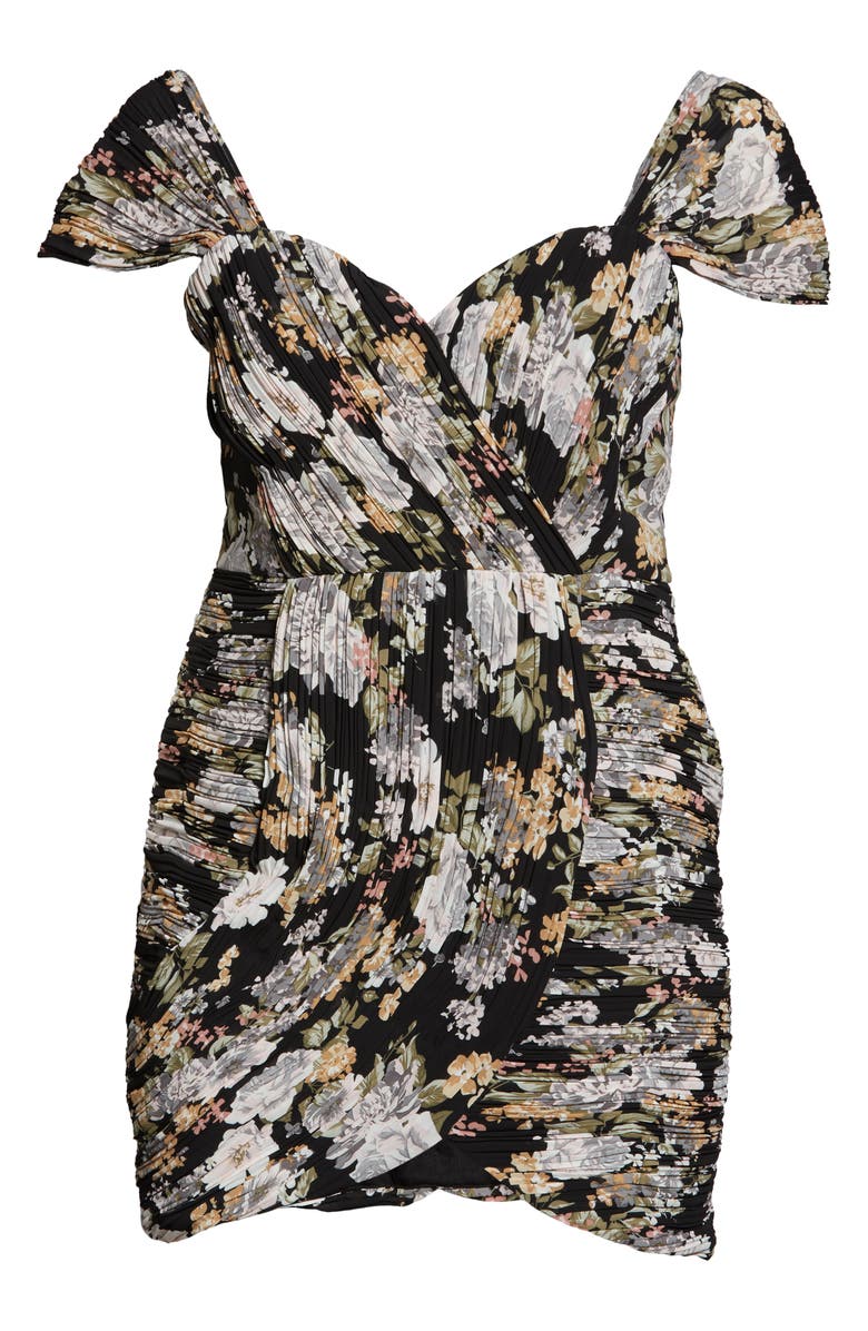 Lavish Alice Bardot Floral Ruched Minidress, Alternate, color,