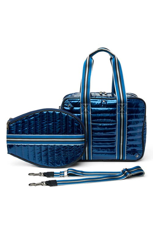 Think Royln Champion Tennis Bag In Glossy Navy Patent