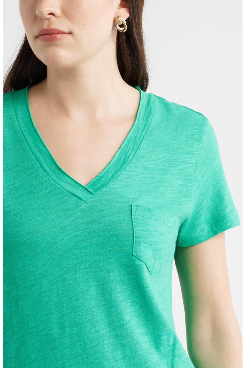 Cotton & Modal V-Neck T-Shirt, Alternate, color, GREEN EASE