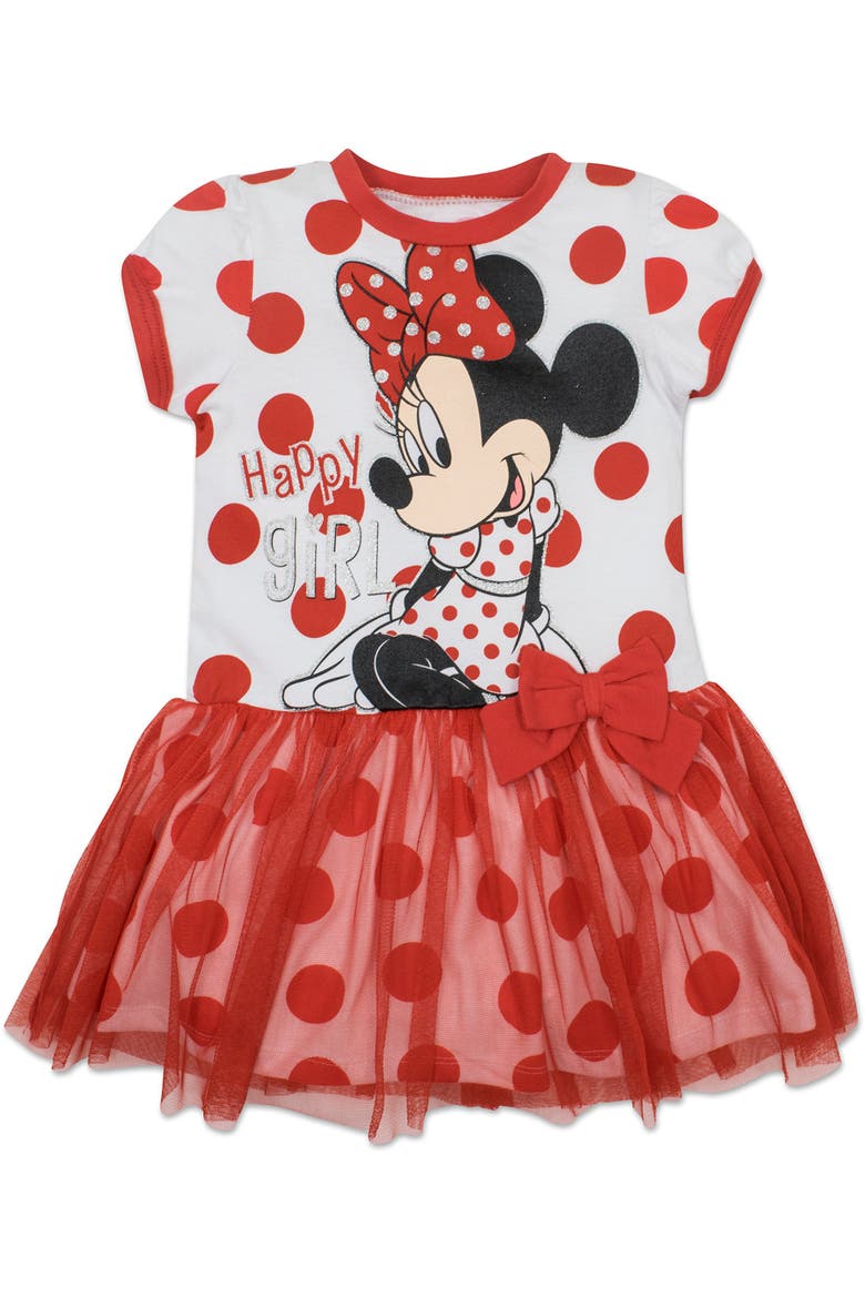 Minnie Mouse Short Sleeve Tutu Dress, Main, color, Minnie Red Polka Dot