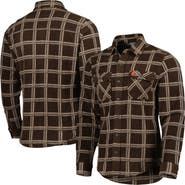 ANTIGUA Men's Antigua Brown Cleveland Browns Industry Flannel Button-Up Shirt Jacket