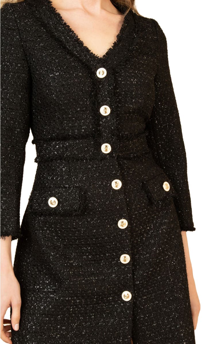 Hale Bob Elina Boucle Tweed Dress, Alternate, color, Black