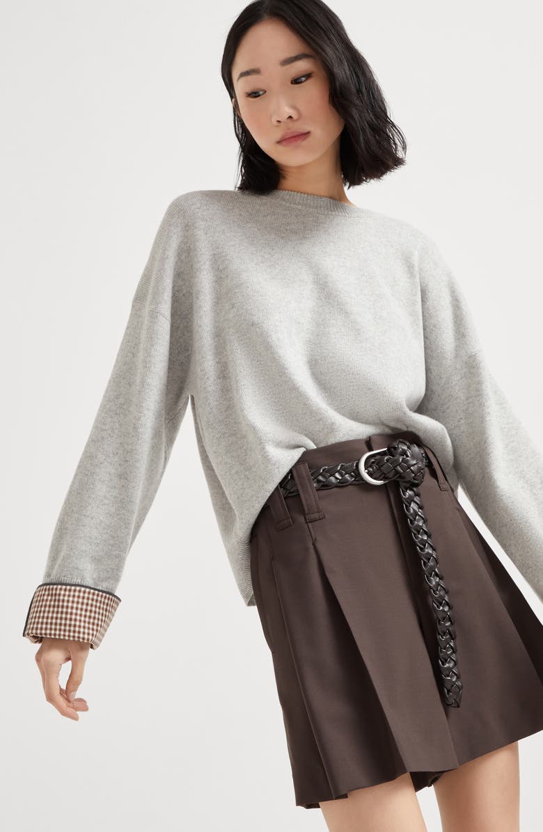 Brunello Cucinelli Cashmere sweater with monili, Alternate, color, Pebble