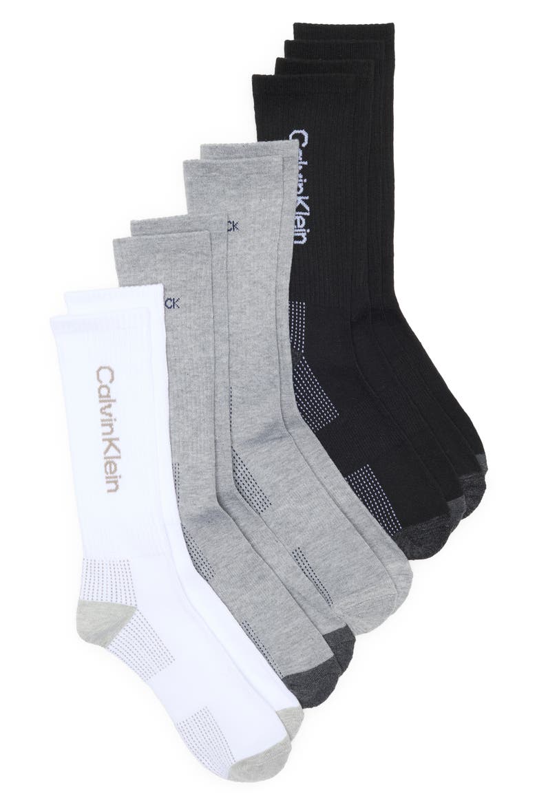 5-Pack Cushion Crew Socks, Main, color, MULTI - WHITE/ GREY/ BLACK