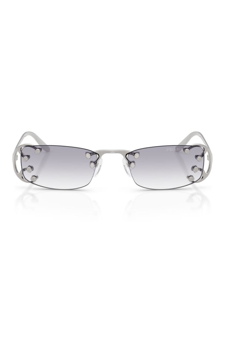 52mm Gradient Rectangular Sunglasses, Main, color, ARGENTO NOUVEAU / CLEAR GREY