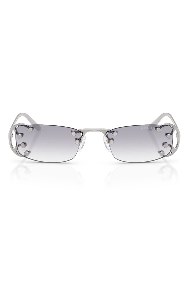 Prada 52mm Gradient Rectangular Sunglasses, Main, color, Argento Nouveau / Clear Grey