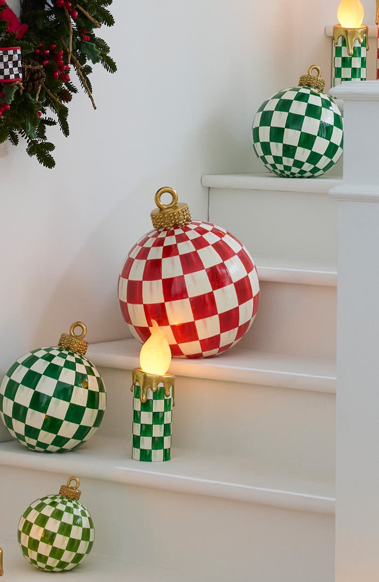 MACKENZIE CHILDS Red Check Tabletop Ornament, Alternate, color, Red
