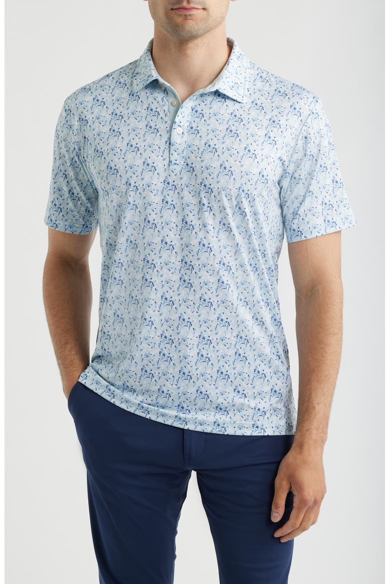 Sunday Floral Performance Golf Polo, Main, color, SKY