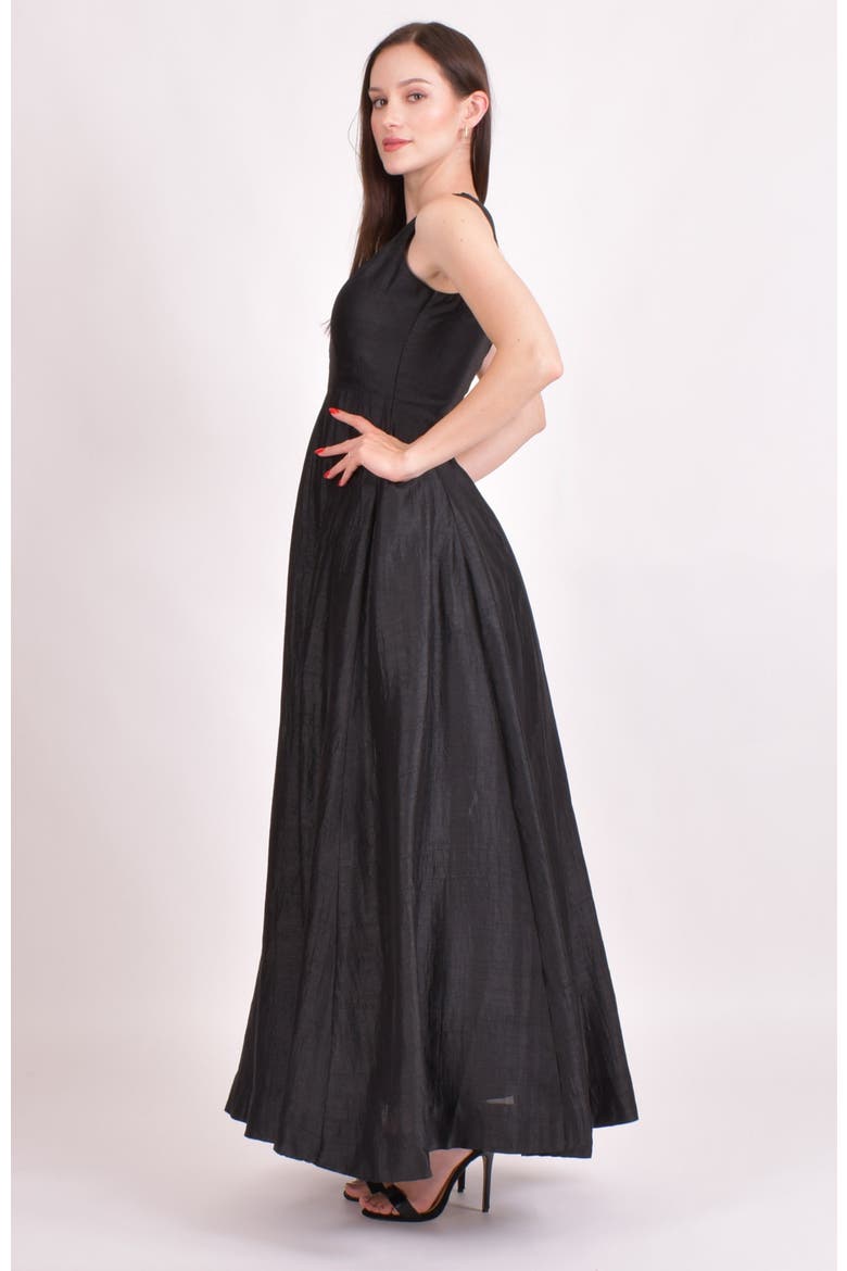 Oni One Shoulder Embroidered Saree Gown, Alternate, color, Black