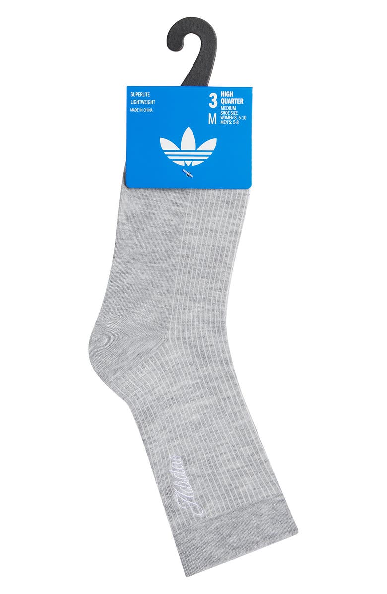 adidas Gender Inclusive Originals Assorted 3-Pack Quarter Socks, Alternate, color, Heather Grey/ White/ Black