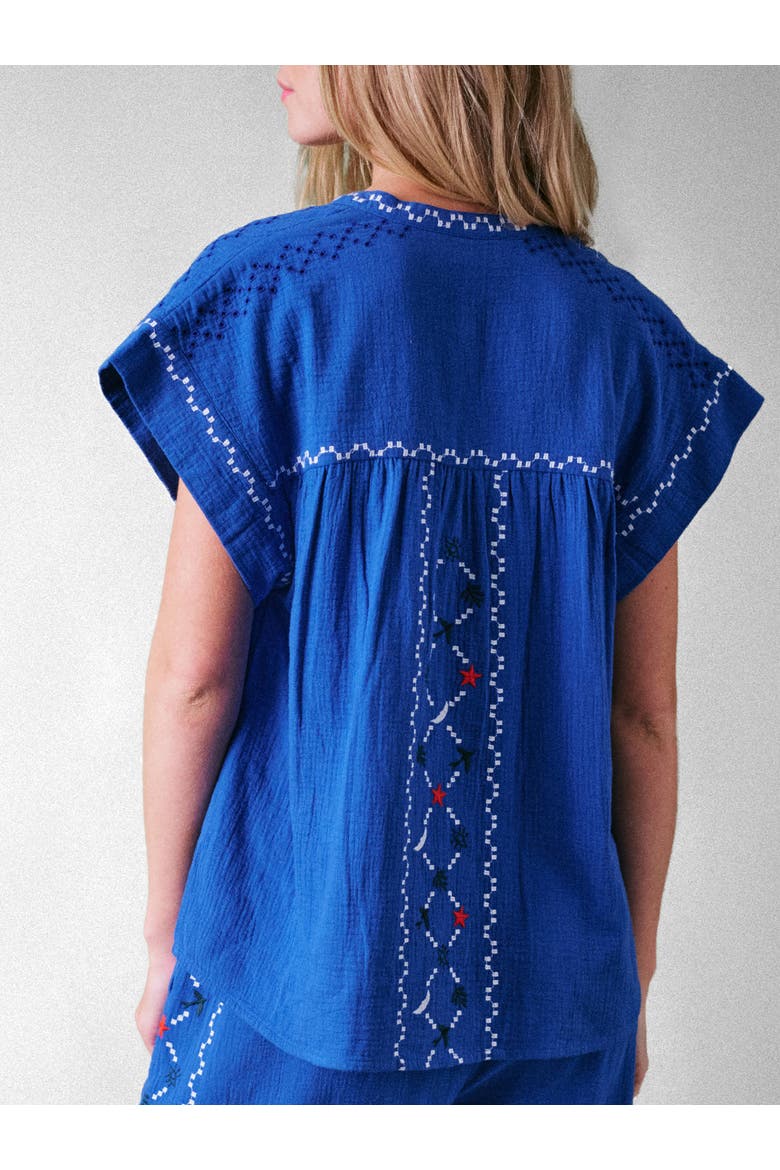 Coves Embroidered Top, Alternate, color, Cobalt Blue