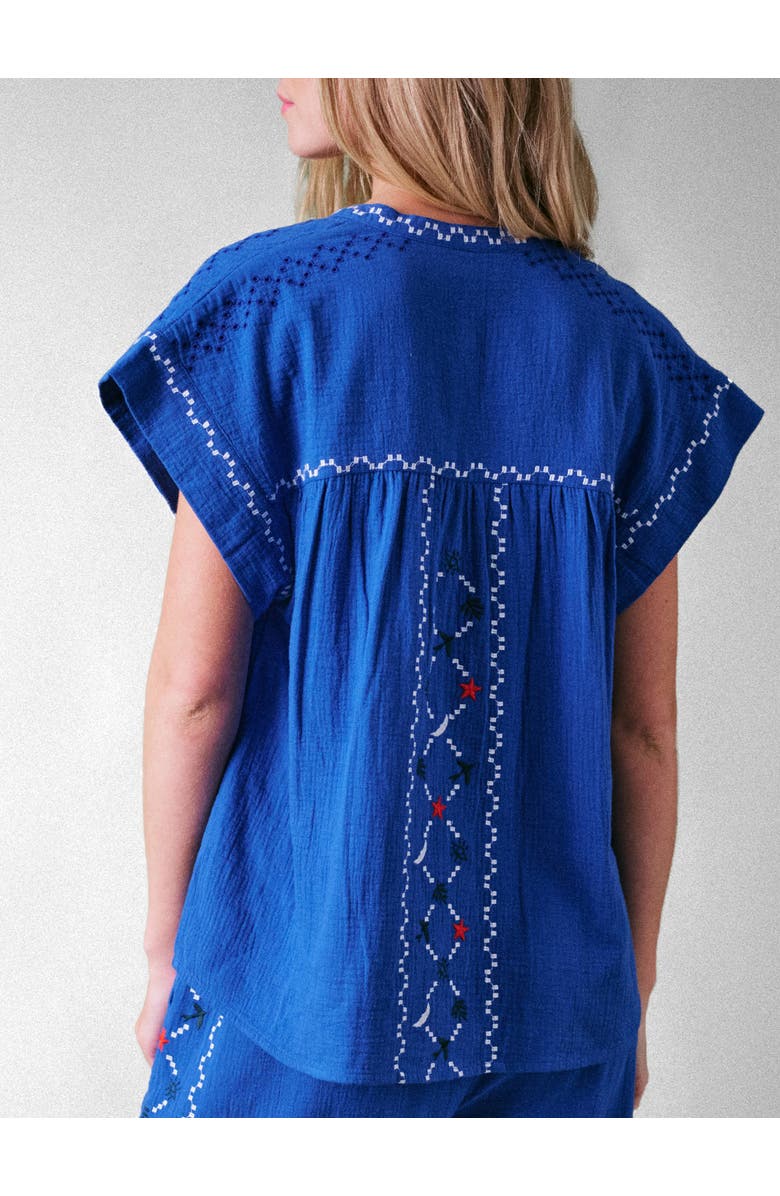Cape Cove Coves Embroidered Top, Alternate, color, Cobalt Blue